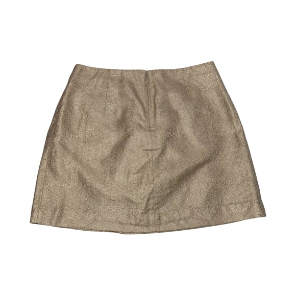 J Crew Womens Pleat Front Silk Blend A-Line Skirt Size 4 Gold Metallic - Picture 5 of 12